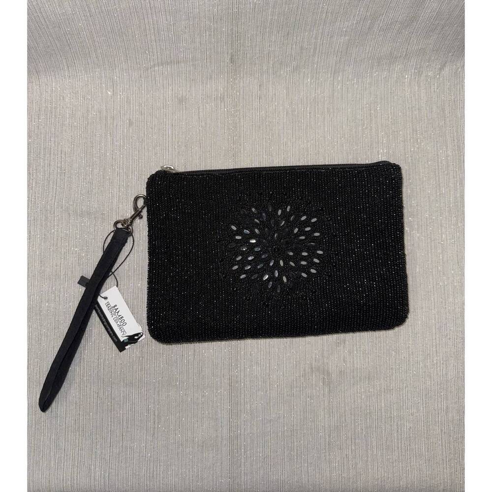 NEW BAMBOO women's wrist beaded handbag in black